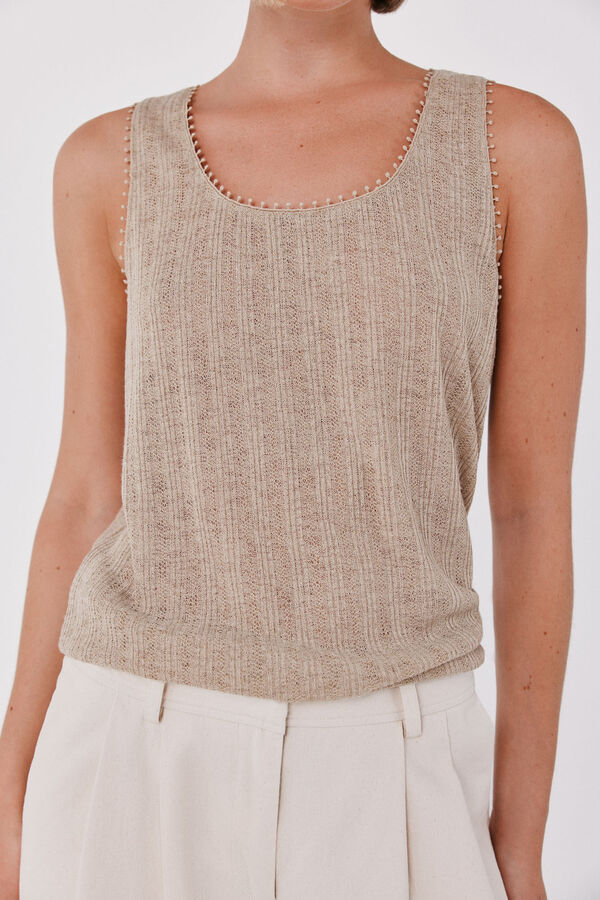 Cortefiel Lace trim vest top Yellow