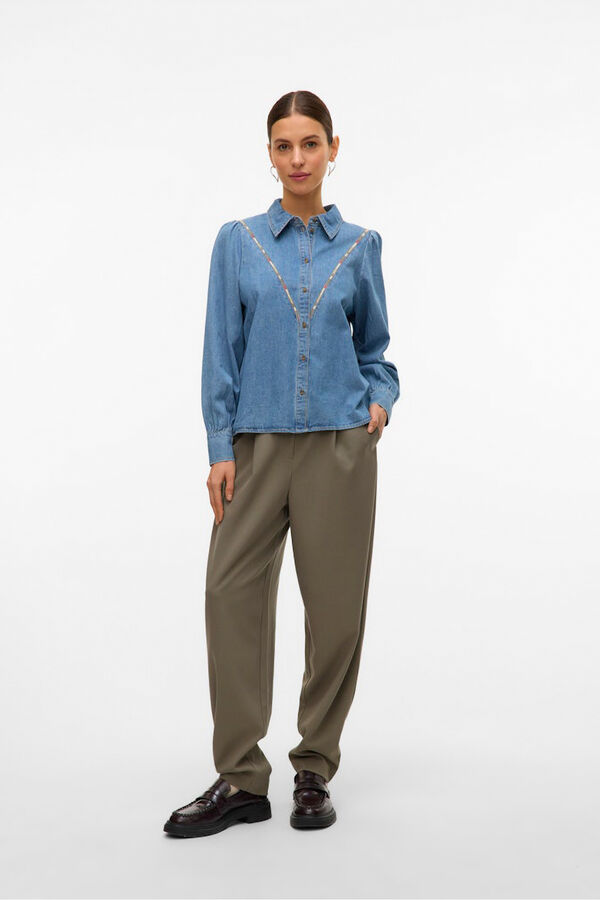 Vero Moda Camisa denim com detalhe bordado  Azul