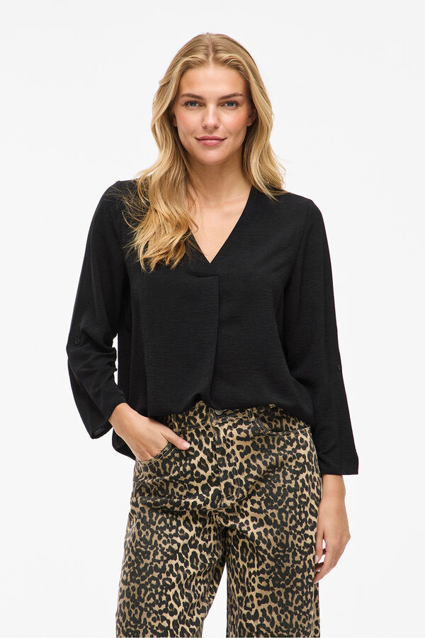 Vila 3/4 sleeve blouse Black