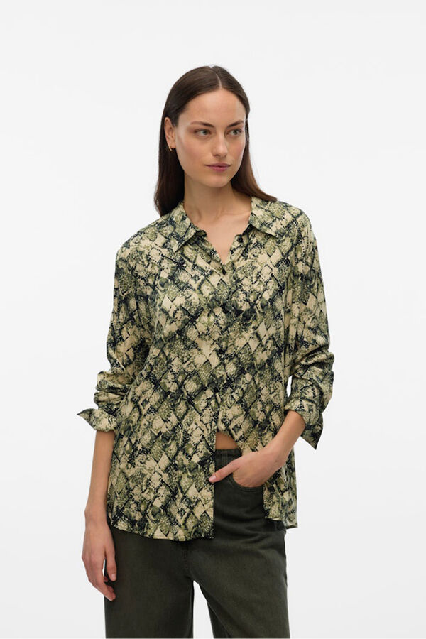 Vero Moda Camisa estampada de manga comprida Castanho