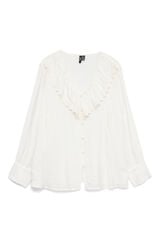 Vero Moda Curve Camisa plus size com gola folho Branco
