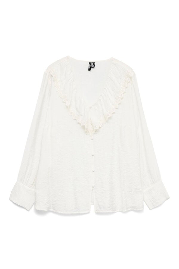 Vero Moda Curve Camisa plus size com gola folho Branco