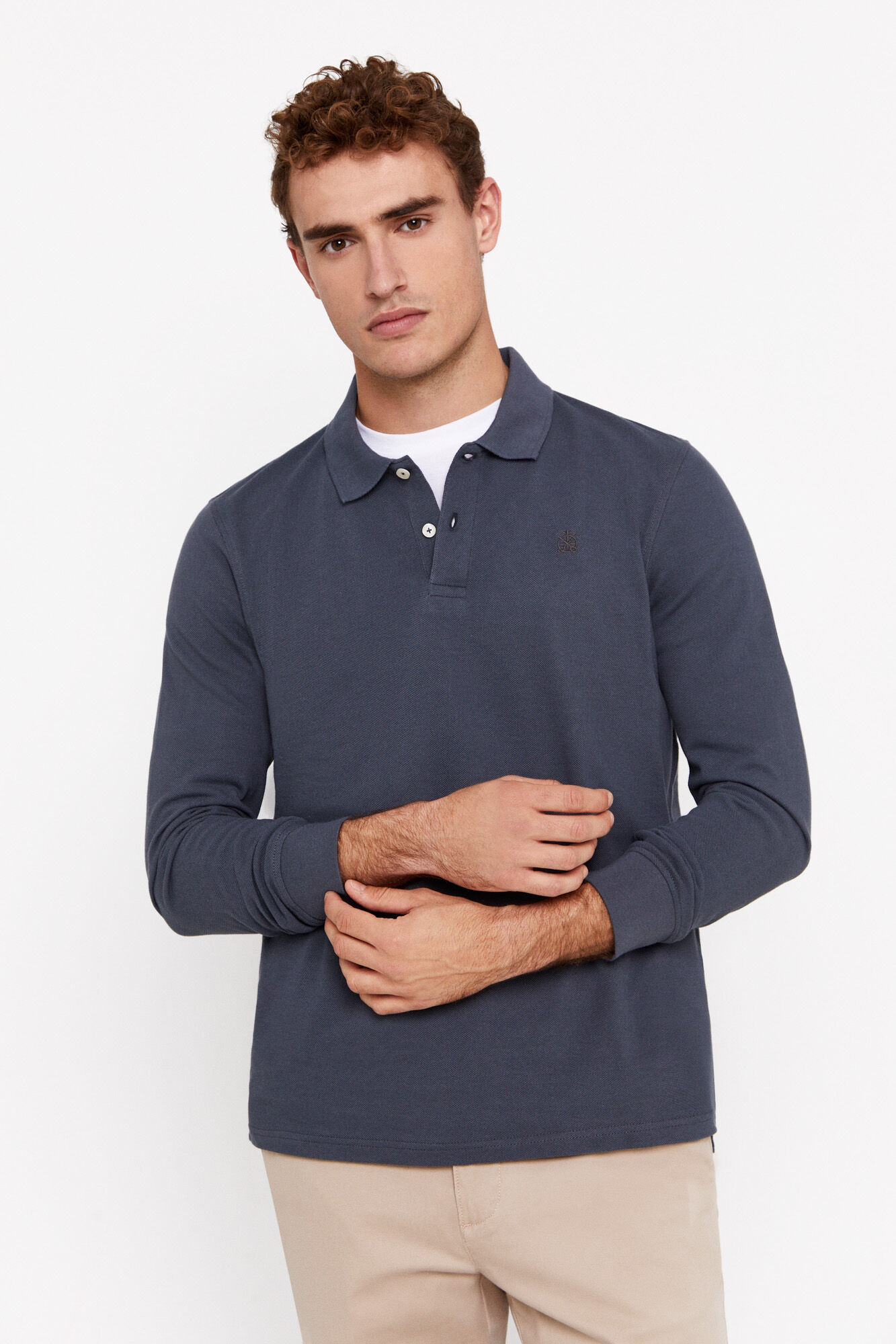 Polo b sico manga larga