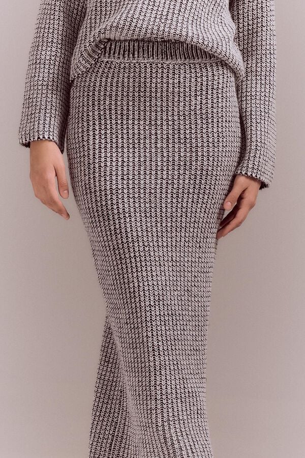 Cortefiel Skirt with veneered jersey-knit Printed grey