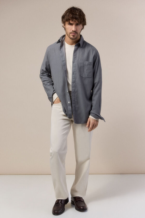 OOTO Camisa lisa fluida Cinzento