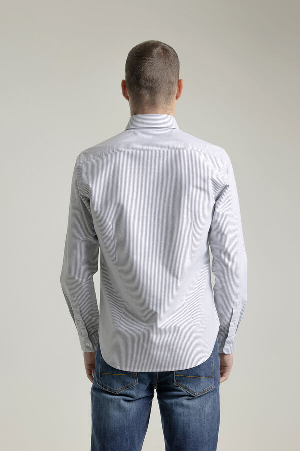 PuroEGO Camisa oxford riscas de algodão slim Azul