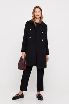 Cortefiel Military buttons coat Black