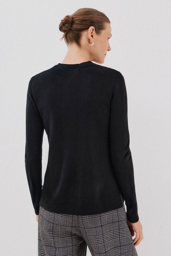Cortefiel Basic boxy jersey Black