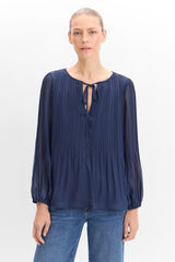 Cortefiel Printed pleated blouse Navy