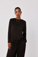 Cortefiel Asymmetric satin-finish top Dark brown