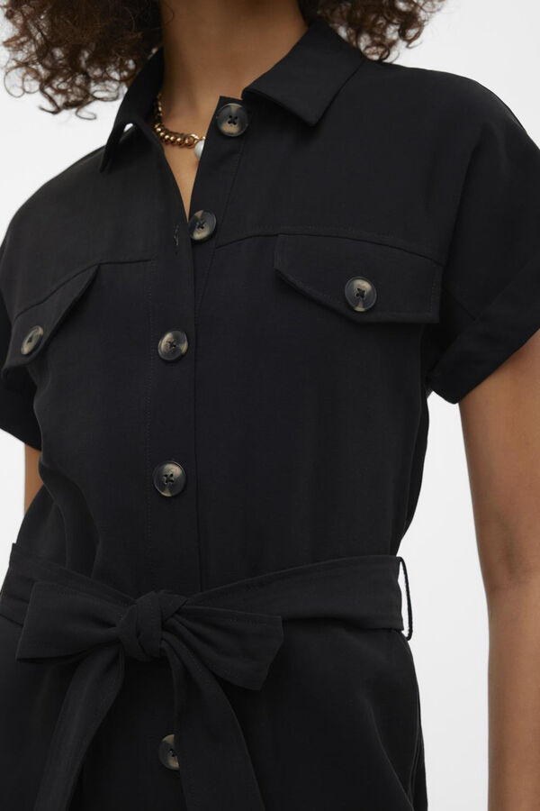 Cortefiel Short-sleeved jumpsuit  Black