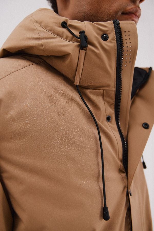 Cortefiel Hooded parka Camel
