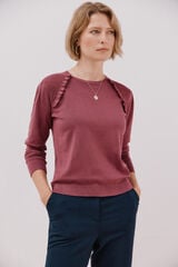 Cortefiel Jersey with ruffle trim Maroon
