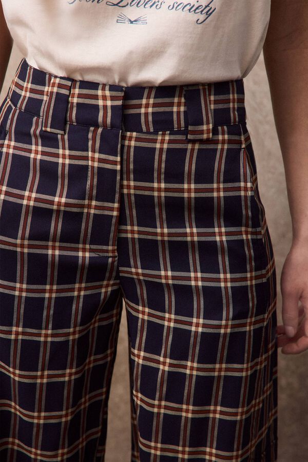 Slowlove Plaid barrel cut trousers Green