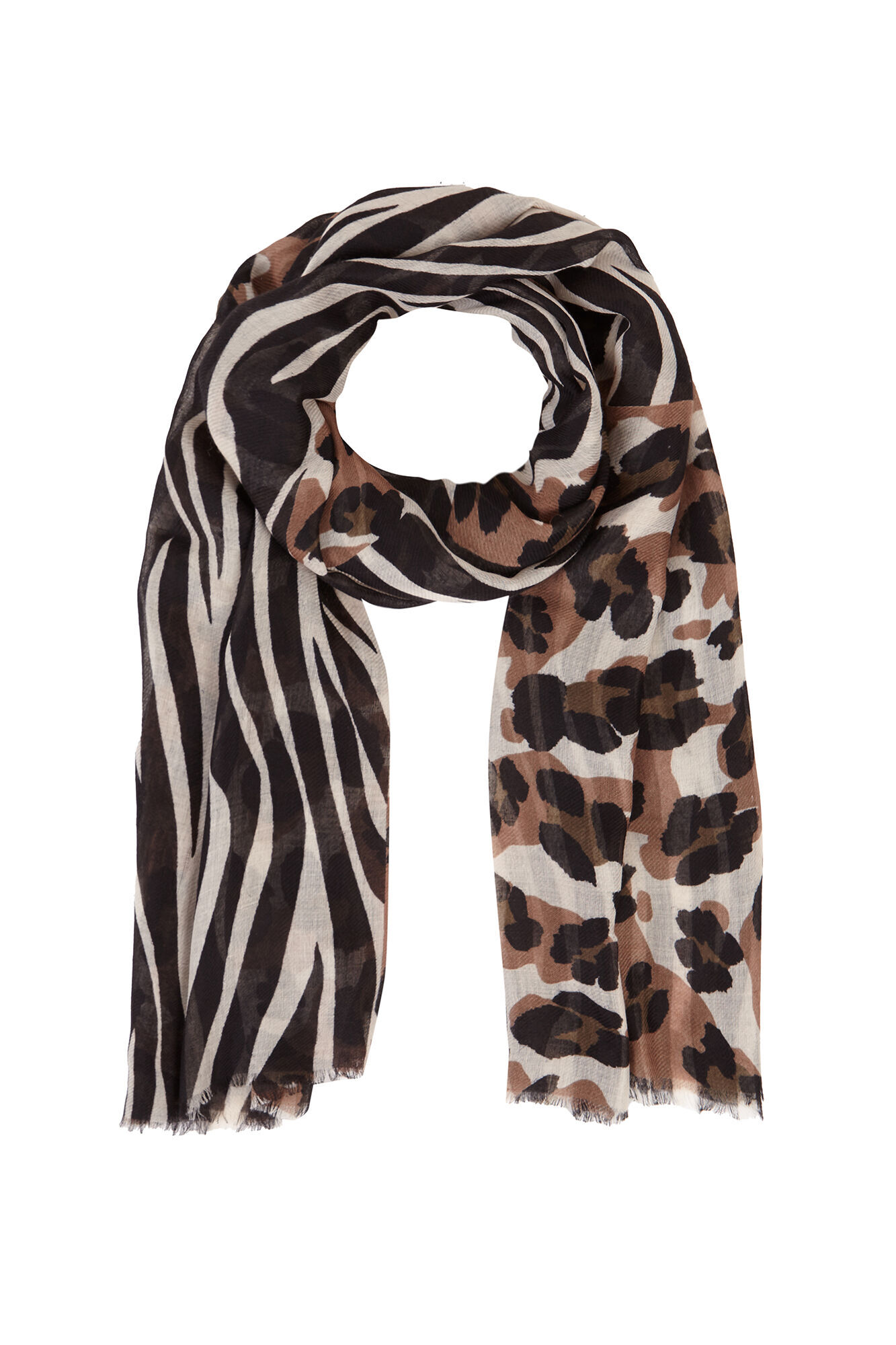 Cortefiel Animal print combination scarf