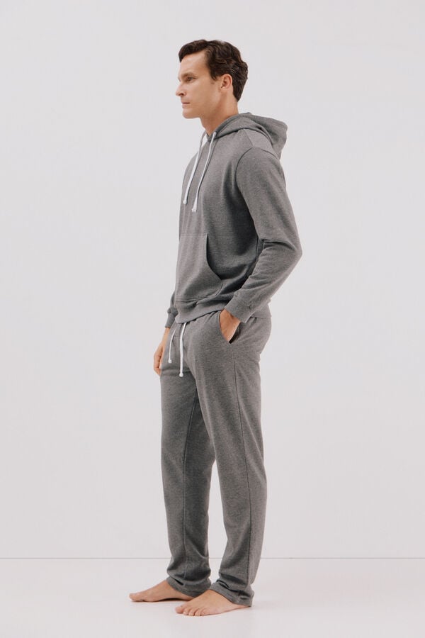 Cortefiel Fleece jersey-knit pyjamas set Dark grey