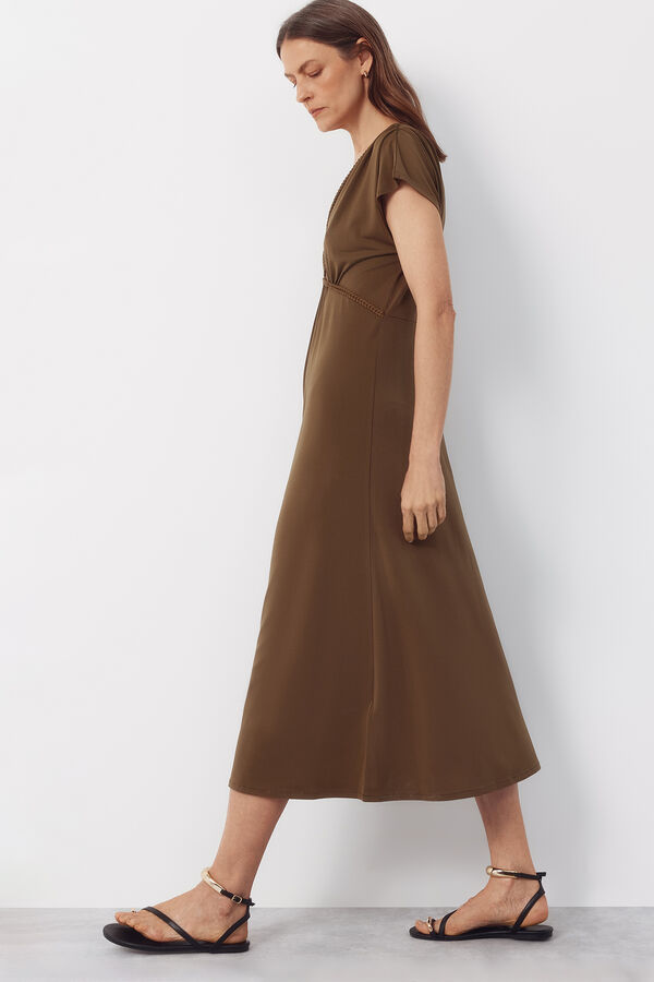 Cortefiel Braided print dress Kaki