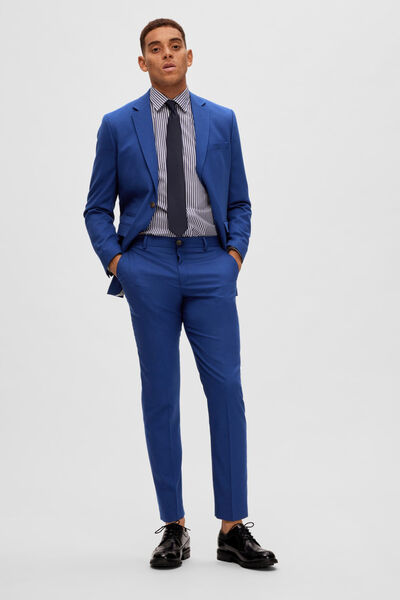 Cortefiel Pantalón de traje Slim fit con lana Azul royal