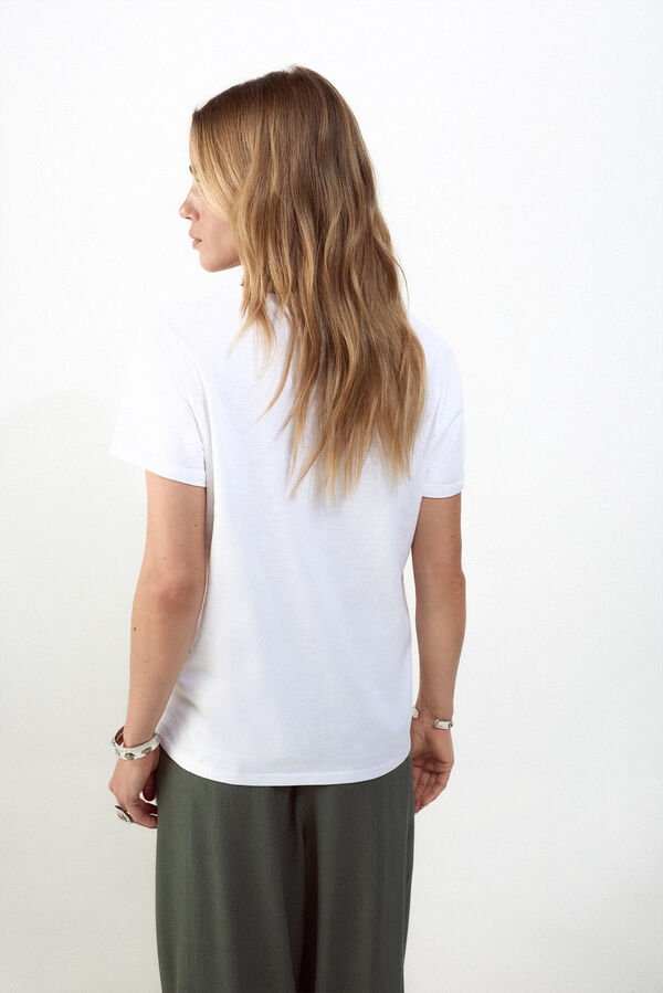 Slowlove Camiseta collar abalorios Branco