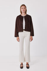 Cortefiel Faux suede jacket Dark brown