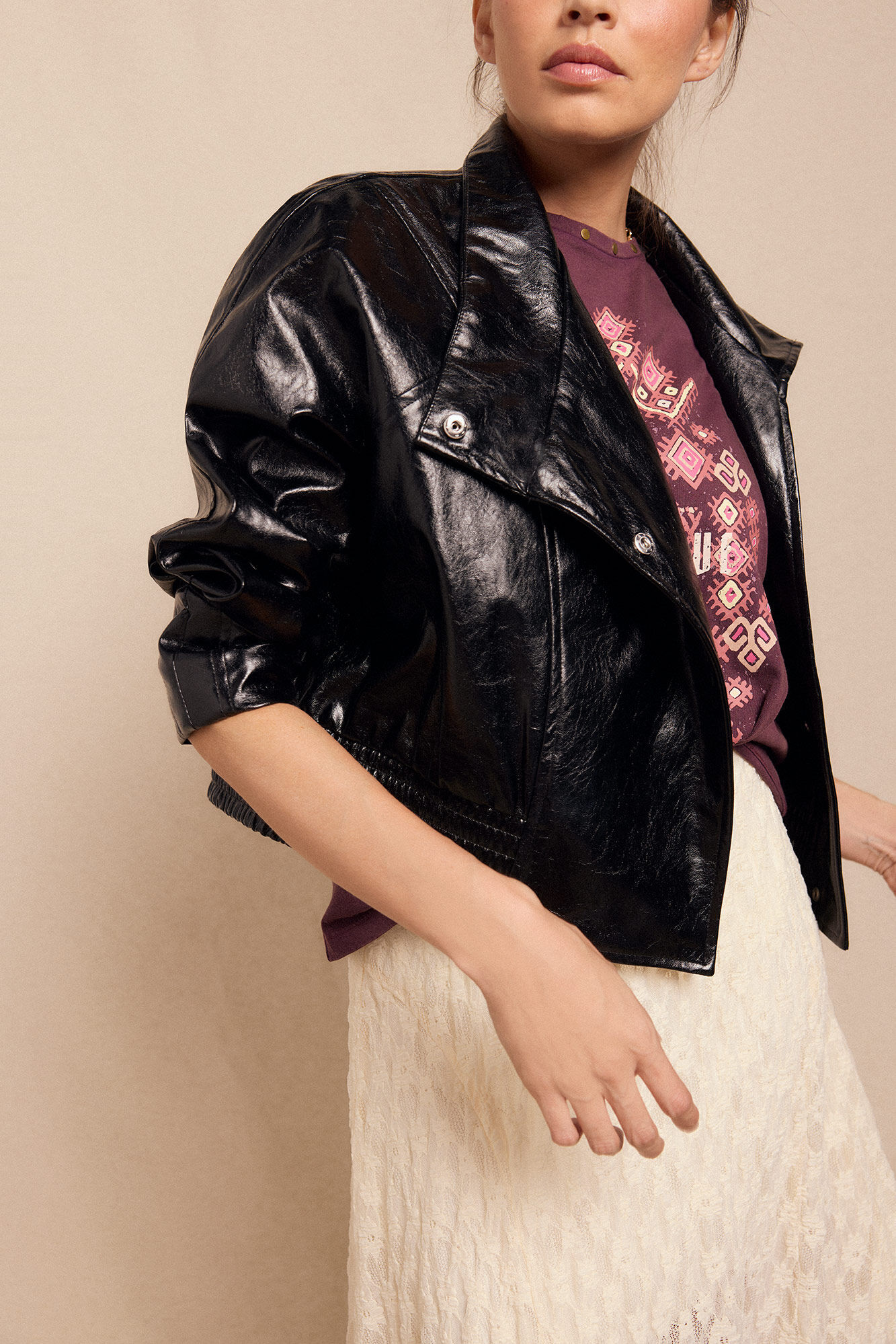 Slowlove Jaqueta com efeito pele brilhante