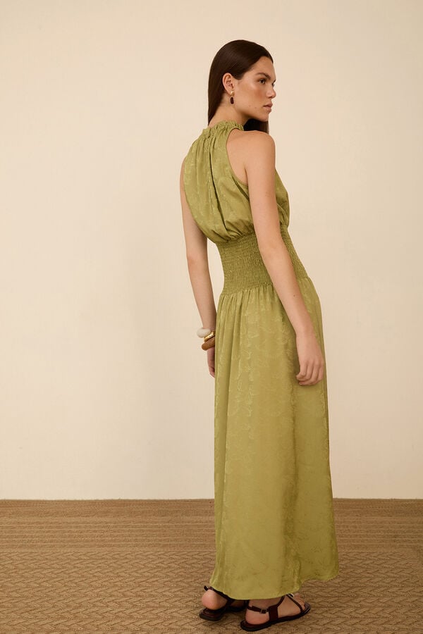 Meisie Jacquard fabric long dress Green