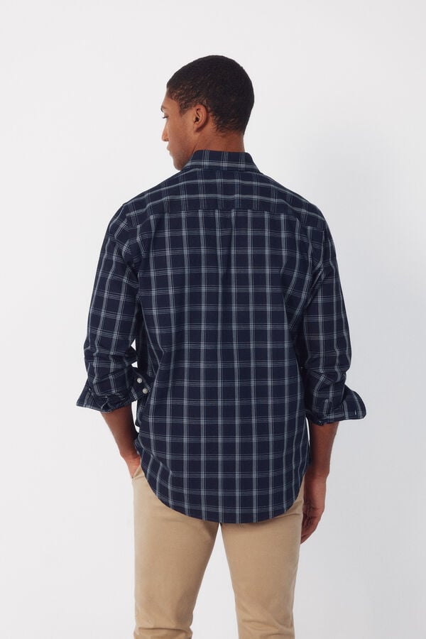 Cortefiel Denim plaid shirt Blue