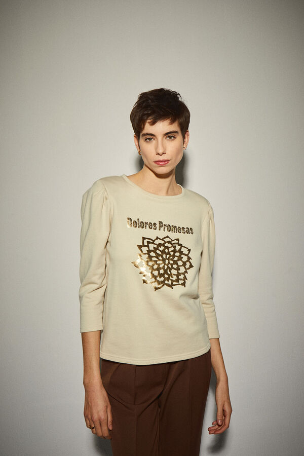 Dolores Promesas Ecru and Gold sweatshirt Beige