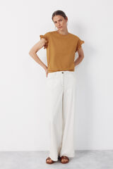 Cortefiel Essential ruffle t-shirt Gold