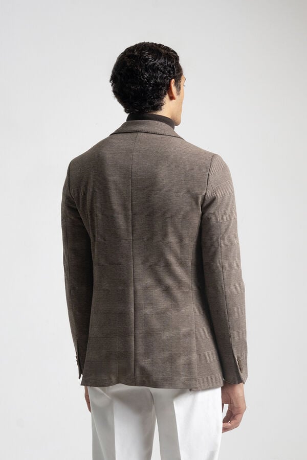 PuroEGO <br>Blazer xadrez galês slim fit Castanho