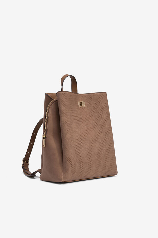 Vilanova Mochila com efeito camurça perfurada Castanho