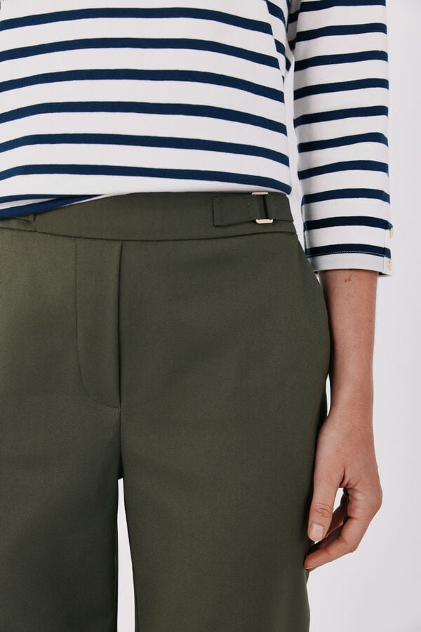 Cortefiel Straight trousers with elasticated back Kaki