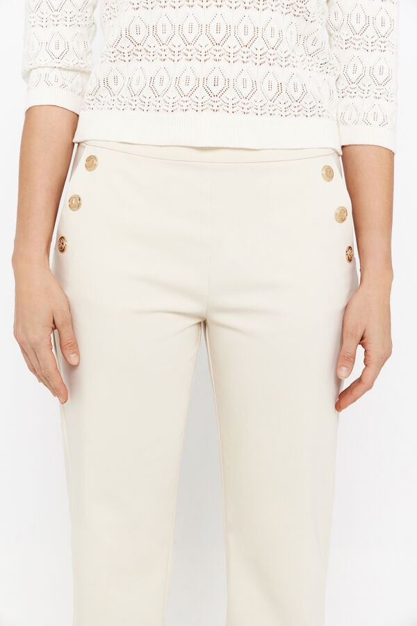 Cortefiel Gold-button trousers Ivory