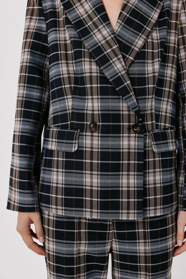 Cortefiel Women's double-breasted blazer Printed grey
