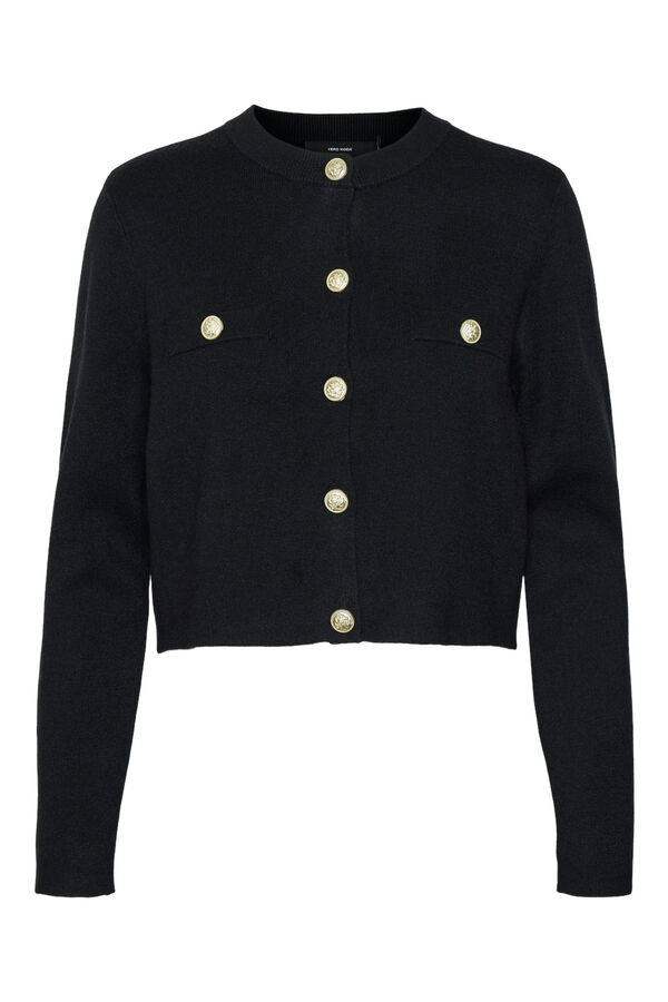 Cortefiel Contrast trim cardigan  Black