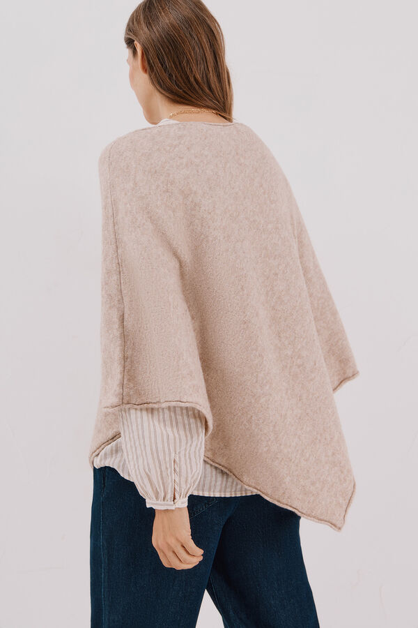Cortefiel Soft touch poncho Beige