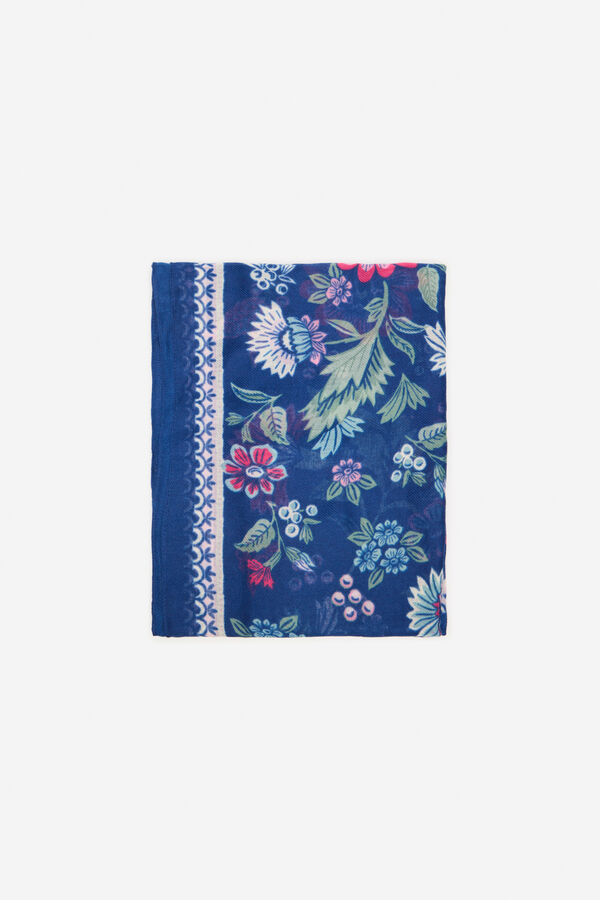 Cortefiel Fular estampado floral Azul oscuro