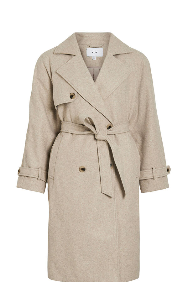 Vila Sobretudo longo de pano com nós Tostado