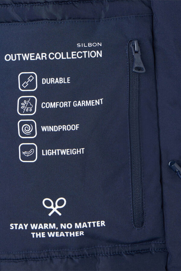 Silbon Sobretudo técnico longo com capuz Azul