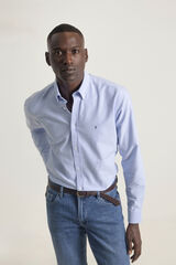 PuroEGO Camisa oxford de algodão slim fit Azul