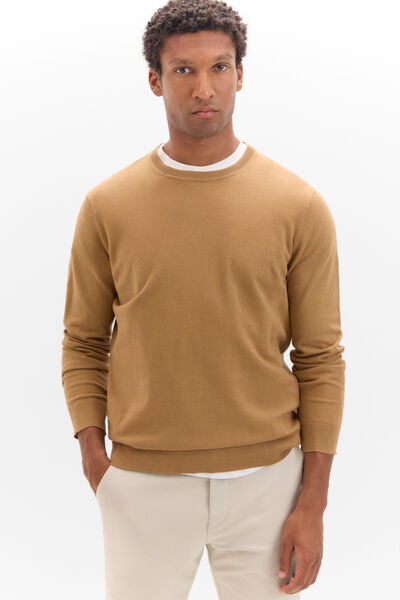 Cortefiel Jersey algodón cashmere cuello caja Camel