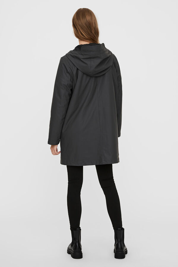 Cortefiel Hooded raincoat Black