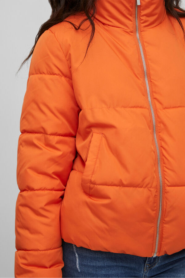 Cortefiel Women's high neck short puffer coat Orange