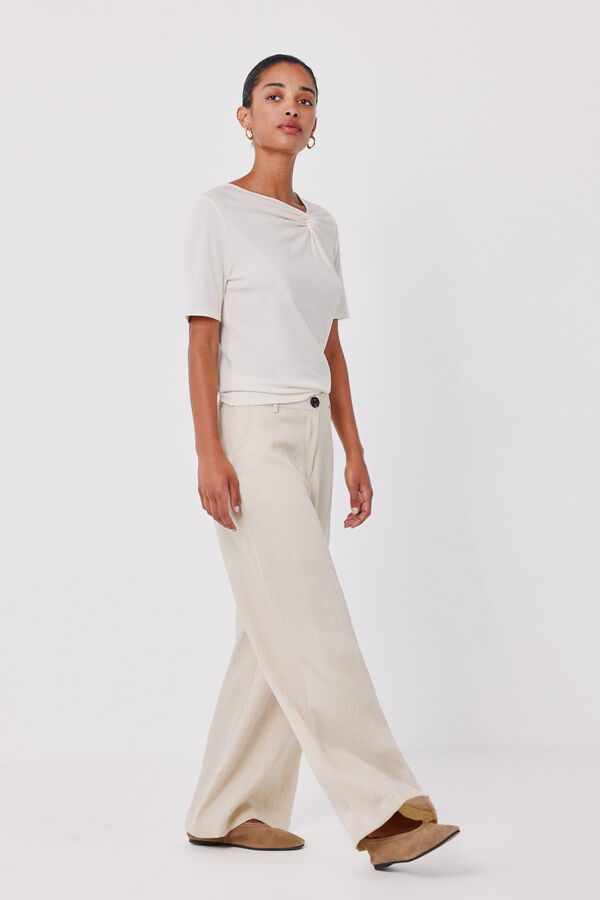 Cortefiel Fluid wide trousers Nude