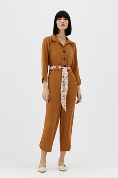 Cortefiel Jumpsuit with belt and scarf Stone