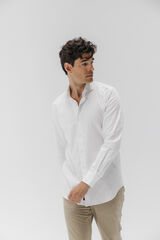 elPulpo Camisa social de popelina elástica Branco