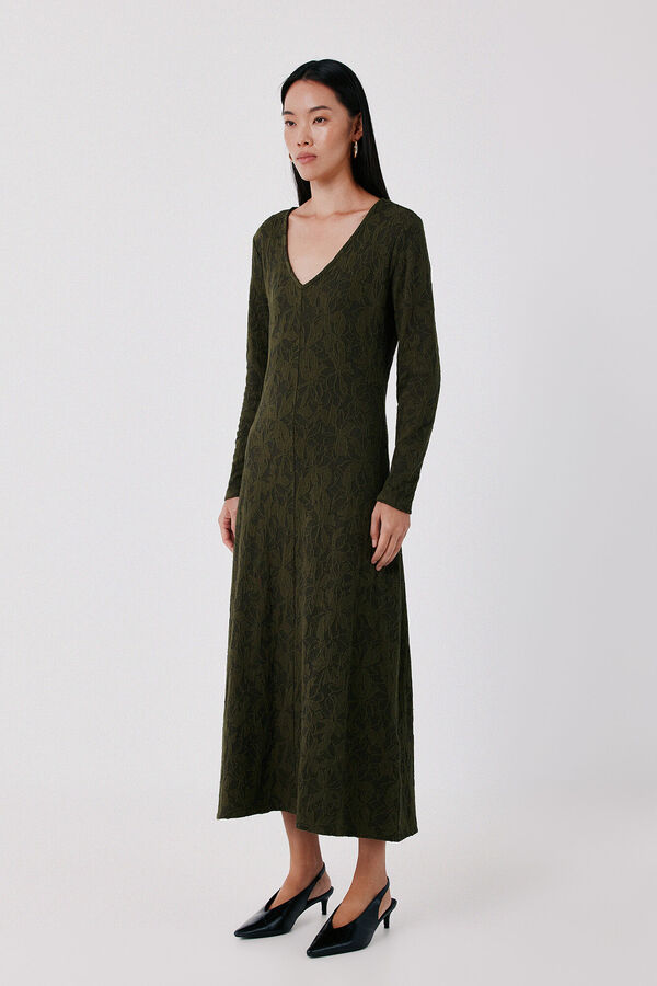 Cortefiel Jacquard dress Kaki