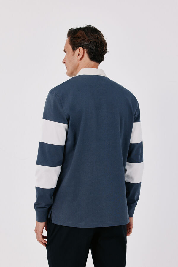 Cortefiel Striped rugby polo shirt Dark grey