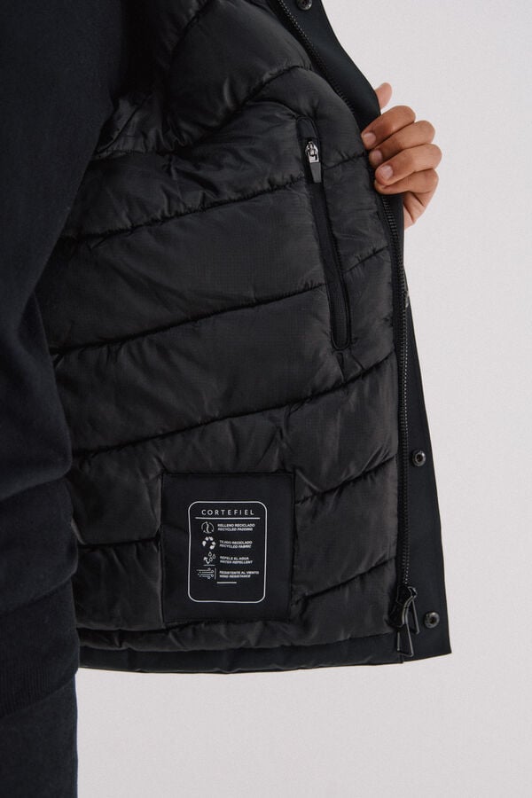 Cortefiel Hooded parka Black