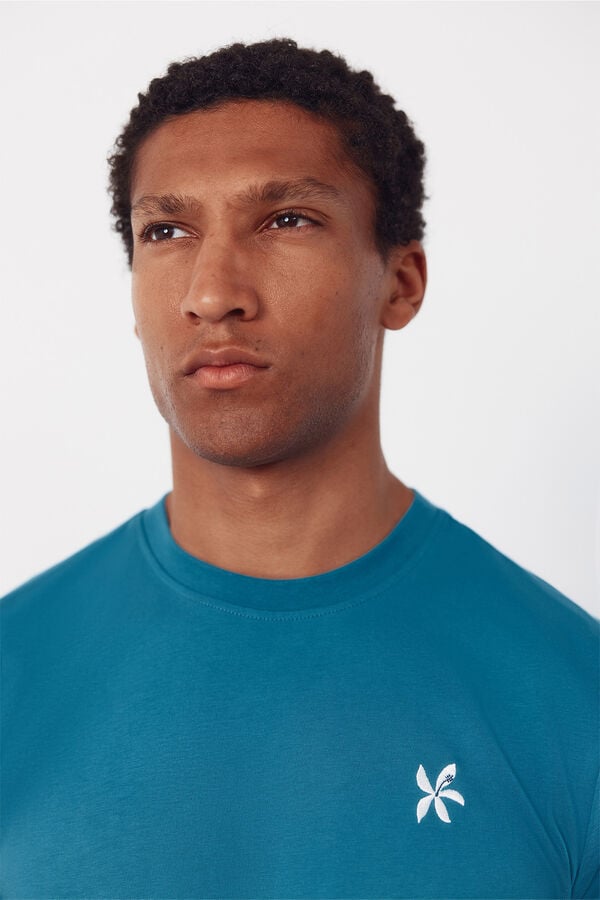 Cortefiel Embroidered T-shirt Blue